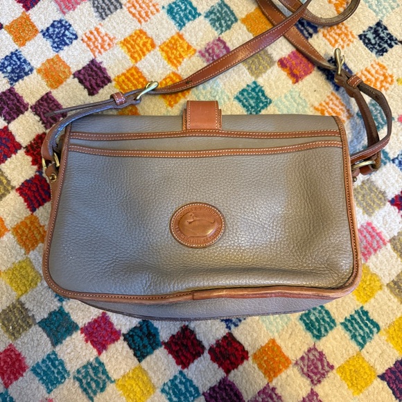Dooney and Bourke Gray and Brown Leather Shoulder Bag - Picture 2 of 8